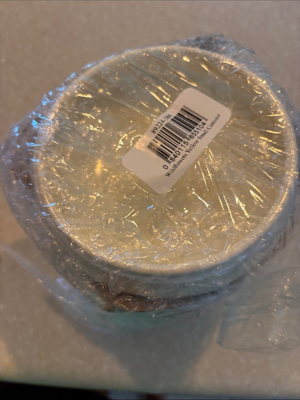 MacKenzie-Childs Floral canister with Glass Knob - White & Yellow - Picture 8 of 8